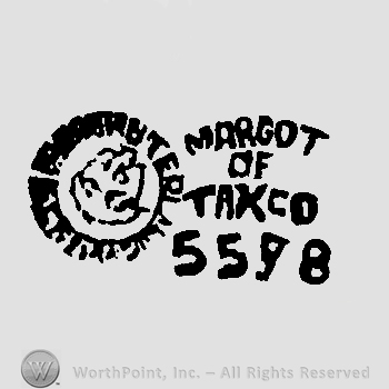 Sterling Made in Mexico written in circle with uppercase letters around an eagle,Margot de Taxco written with uppercase letters, number 5578 written below