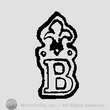 Fleur de lis above uppercase letter B
