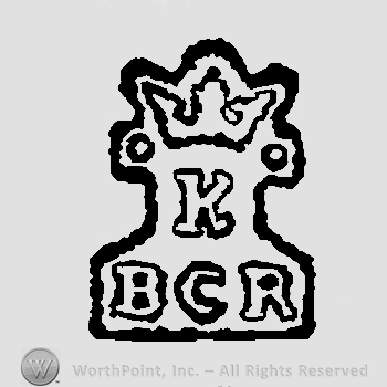 Crown above letter E above letters BCR