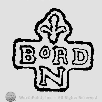 Fleur de lis above uppercase letters BORD and N under