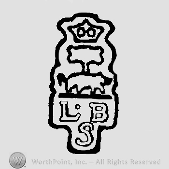 Crown above boar and tree above letters LBS