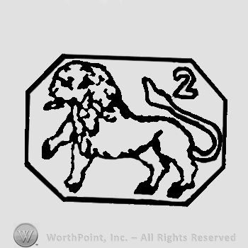 Lion going left with number 2 above tale all inside of a octagon