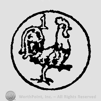 Rooster facing right with number 1 inside a circle