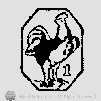 Rooster facing right with number 1 inside an octagon