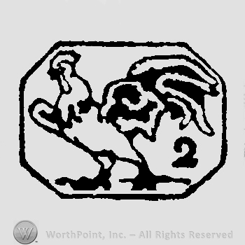 Rooster facing left with number 2 inside an octagon