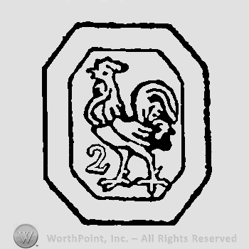 Rooster facing left with number 2 inside a double octagon