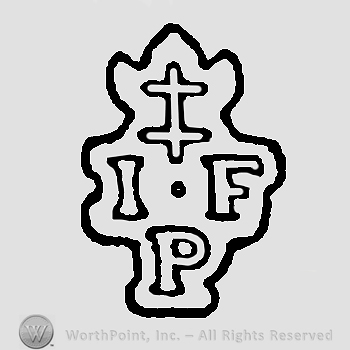 Double cross above letters I white pearl F above P