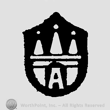 Shield containing capital initial A below crown