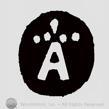 Capital initial A inside black circular frame