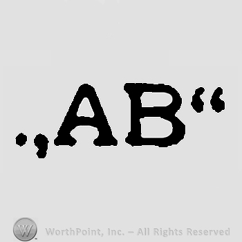 Initials A B between dot and comma on the bottom left side, Quotation Marks mark on the upper right side