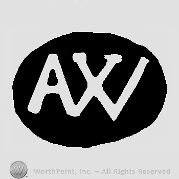 Monogram of A W inside oval shape