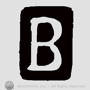 Capital initial B inside rectangle black frame