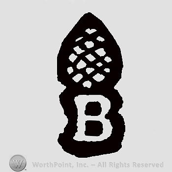 Capital initial B below teardrop shape