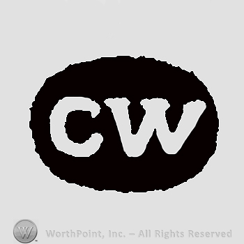 Initials inside black oval: C W