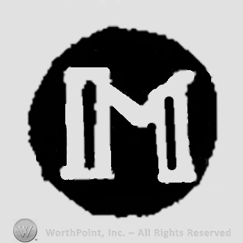 Monogram of D M inside black circle