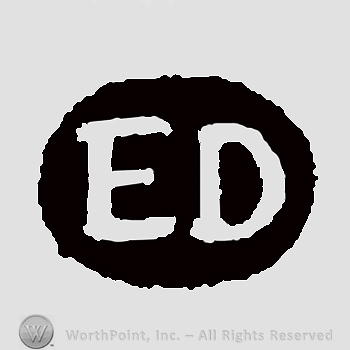 Initials inside black circle: E D
