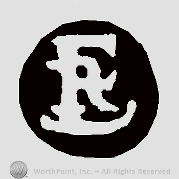 Monogram of initials E R inside black circle