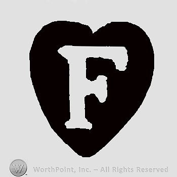 Initial F inside heart shaped frame