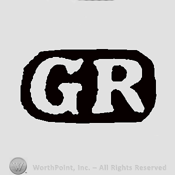 Initials G R on a black frame