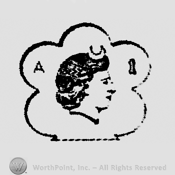 The head of the goddess Diana with a crescent and letter A and number 1.
