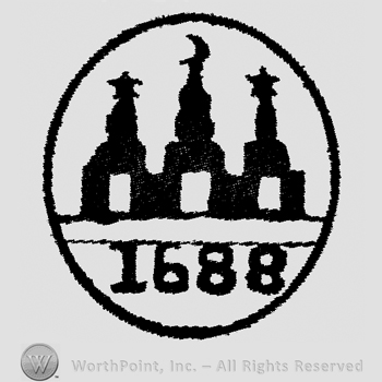 Circle with three towers and 1688 bellow.