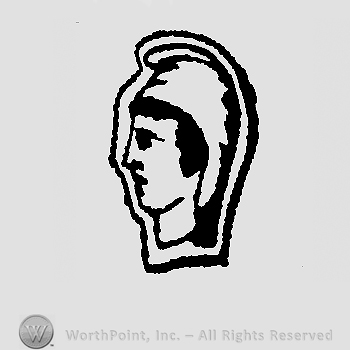Circle with a man head faceing left.