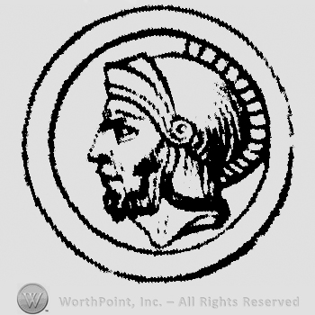 Double circle enclosing a man head with a helmet.