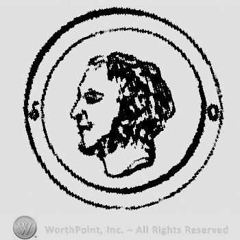 Double circle enclosing a man head.