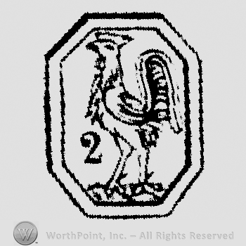 Square with a rooster and number 2 on the left.
