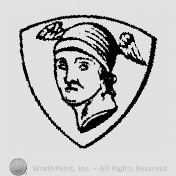Shield with a man head on.