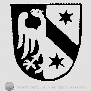 Shield with a half eagle on the left and a line and two stars on the right.