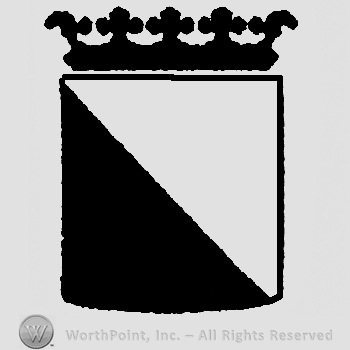 crowned shield half white half black.