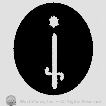 Oval with a spade and a star.