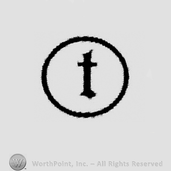 Circle enclosing stylish letter t.