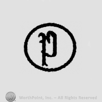 Circle enclosing stylish letter p.