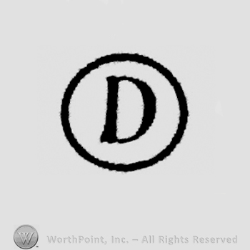 Circle enclosing stylish letter d.