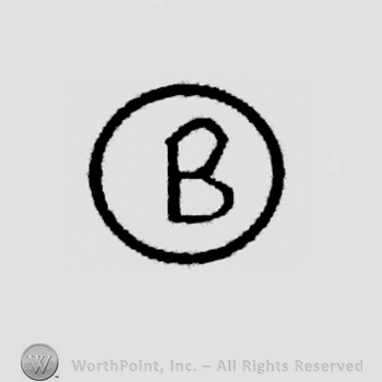 Circle enclosing stylish letter b.