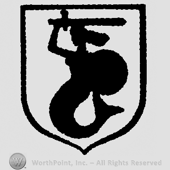 Shield with a mermaid with a sword and shield.