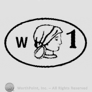 Circle with a child head facing right; number 1 on the rigt and W on the left.