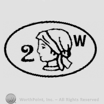 Circle with a child head facing left, letter w on the right and number 2 on the left.
