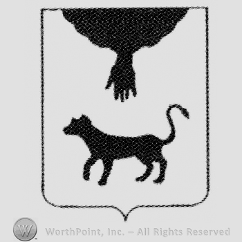 Shield with an animal and a hand above.