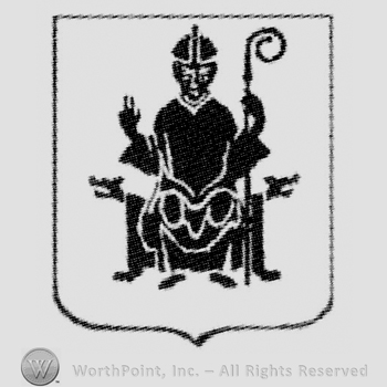 Shield with a standing wizard.