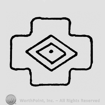 Symbol of a cross with a diamond shape in the middle