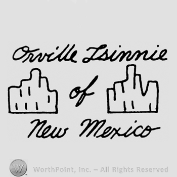 Orville Tsinnie written above image of shiprock of, New Mexico written below