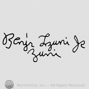Benjr Tzunie Jr hand written above Zuni