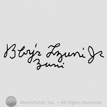 Benjr Tzunie Jr hand written above Zuni