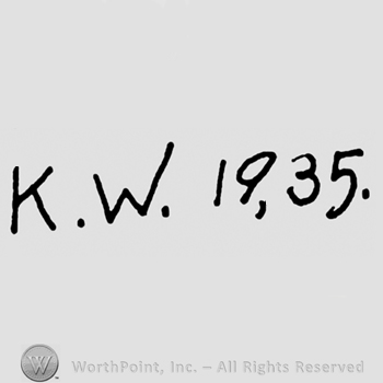 Initials K.W. and date 1935