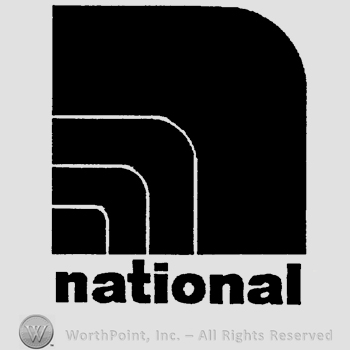 A square design with three splitting lines, National written below in lowercase letters.