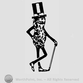 The image of Mister Peanut (a man with a peanut body, cane, hat and monocle).