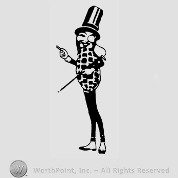 The image of Mister Peanut (a man with a peanut body, cane, hat and monocle).